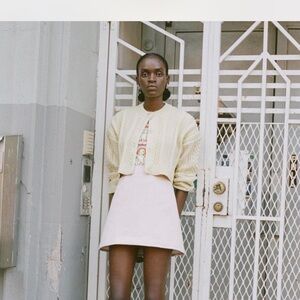 Sandy Liang bunny skirt in icing pink satin!